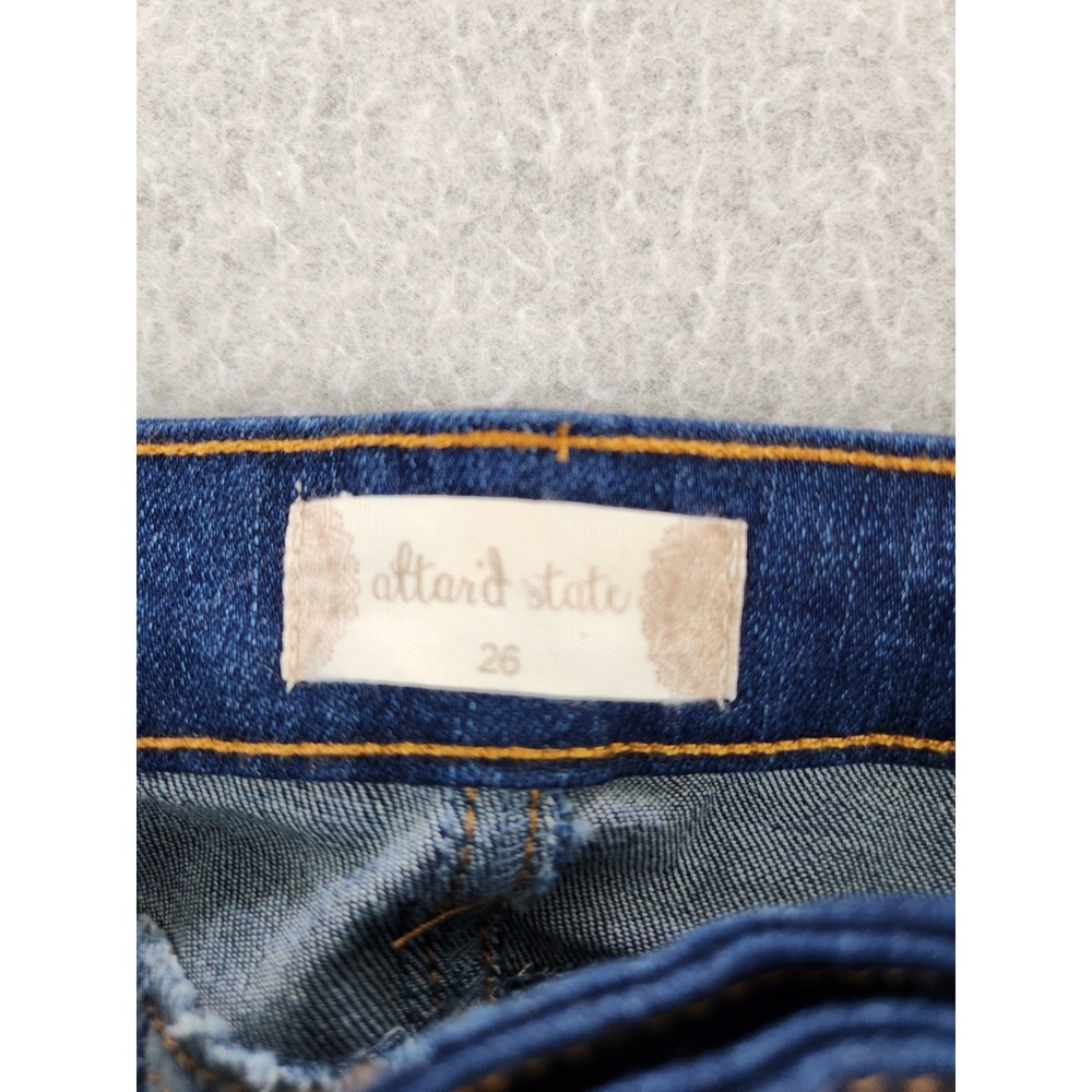 Altar'd State Jeans Sz 26 Tall Long Blue Denim Striped Flare 70s Hippie Festival - Picture 11 of 15